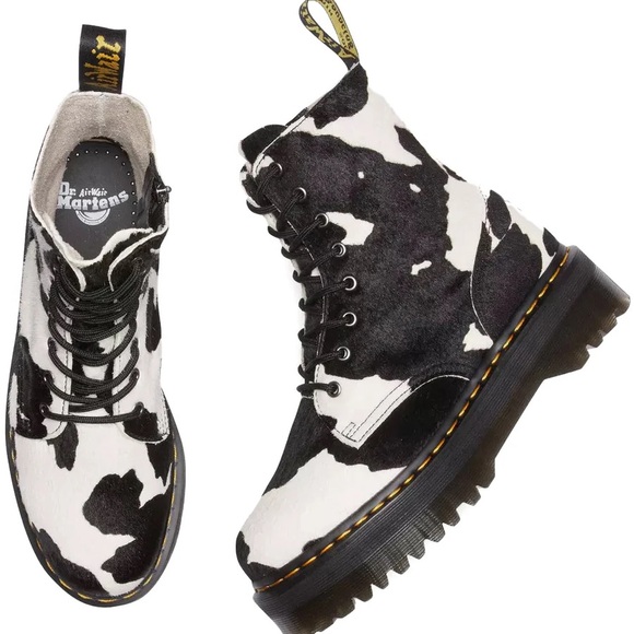 Doc Martens Jadon Hair-On Cow Print Platform Boots - Picture 7 of 11